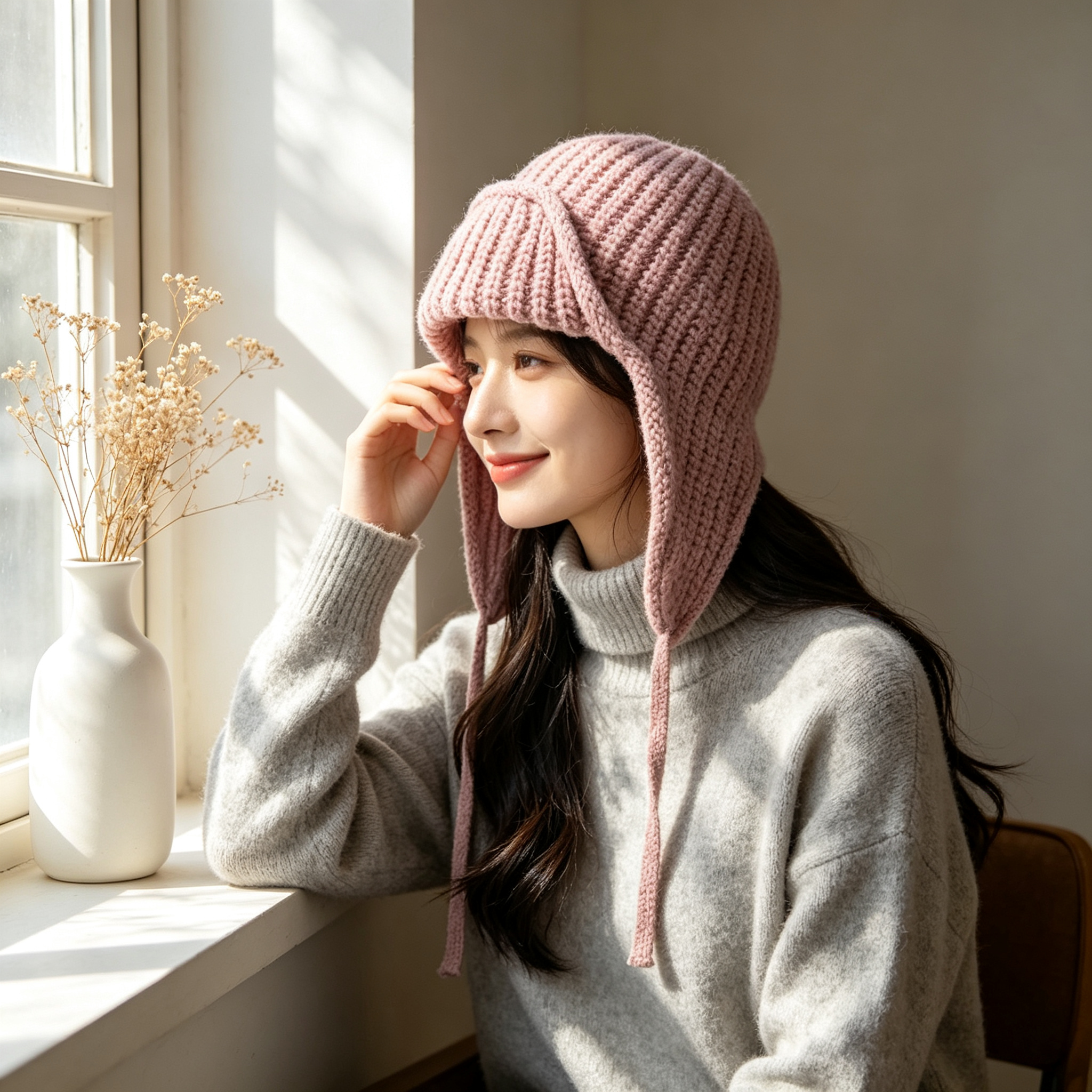 Autumn Winter Knit Earflap Bea - Trapper Hat Ear Flap recension och pris