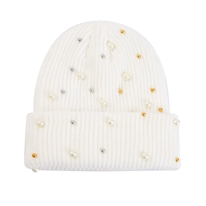 Women's Winter Faux Pearl Embe - Beanie Cuffed Knit recension och pris