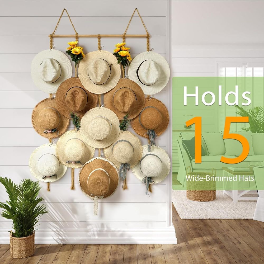 Hat Organizer Rack or Wall 15  - Sun Hat Wide Brim recension och pris
