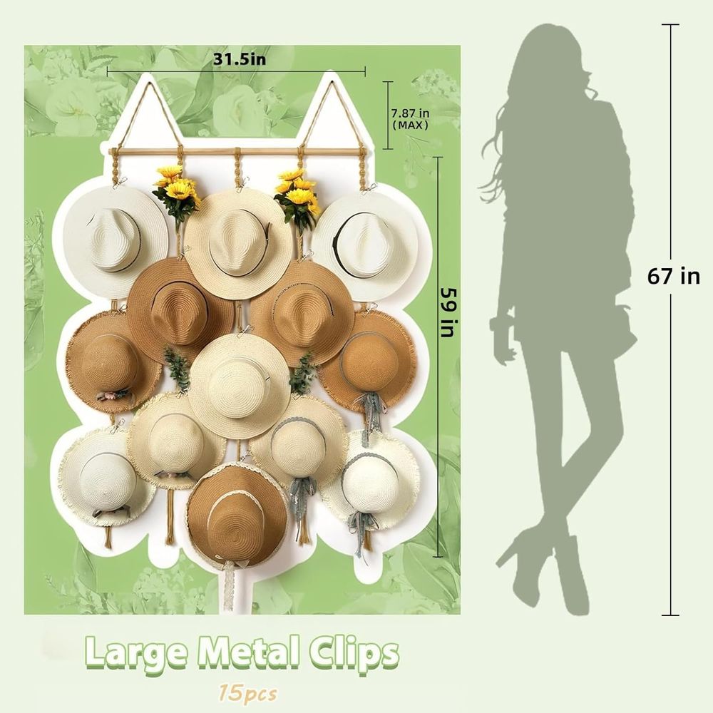 Hat Organizer Rack or Wall 15  - Sun Hat Wide Brim recension och pris