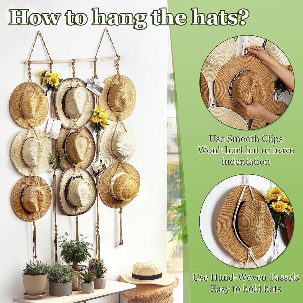 Hat Organizer Rack or Wall 15  - Sun Hat Wide Brim recension och pris