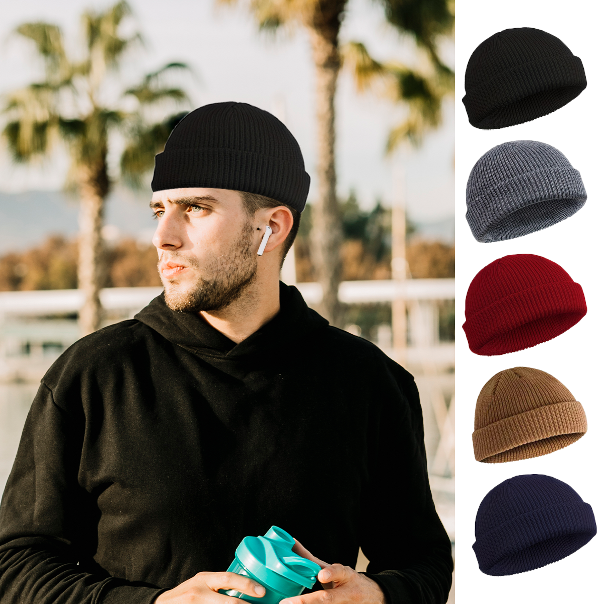 Winter Knitted Hat Warm Outdoo - Beanie Cuffed Knit recension och pris
